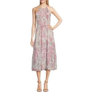 New Women’s Tommy Hilfiger Sleeveless Halter Neck Tiered Midi Dress Size 4